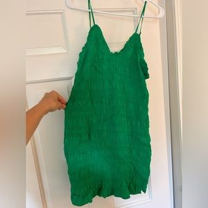 Mini Green Smocked Dress